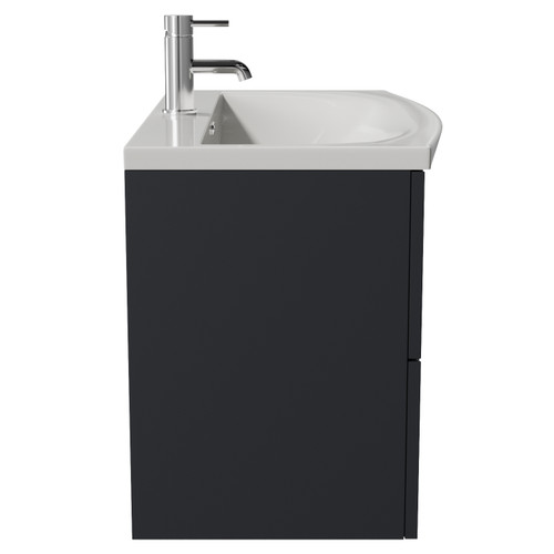 Avant Satin Anthracite 800mm Wall Mounted 2 Drawer Vanity Unit with Arc Basin Side View