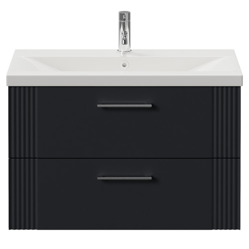 Avant Satin Anthracite 800mm Wall Mounted 2 Drawer Vanity Unit with Glide Basin Front View