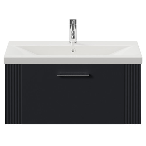 Avant Satin Anthracite 800mm Wall Mounted Single Drawer Vanity Unit with Glide Basin Front View