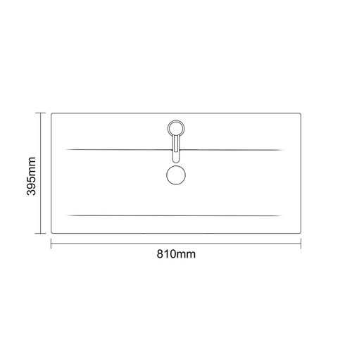 Avant Satin Anthracite 800mm Wall Mounted Single Drawer Vanity Unit with Glide Basin Top Down Dimensions