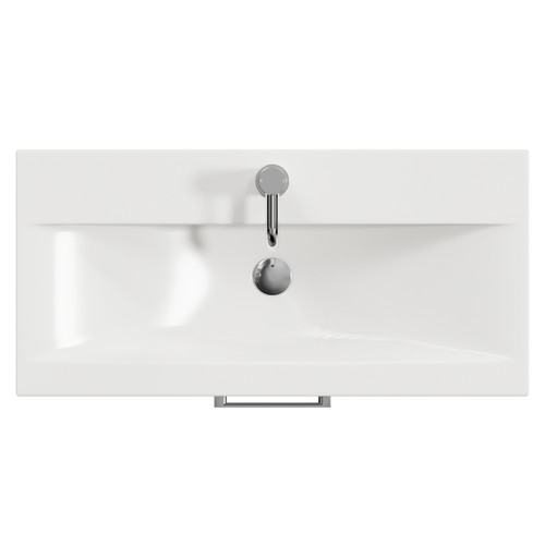 Avant Satin White 800mm Wall Mounted Single Drawer Vanity Unit with Glide Basin Top View