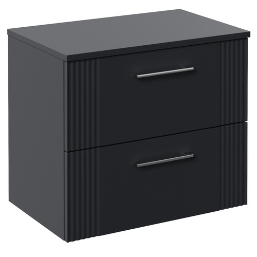 Avant Satin Anthracite 600mm Wall Mounted 2 Drawer Vanity Unit for Countertop Basins Left Hand View