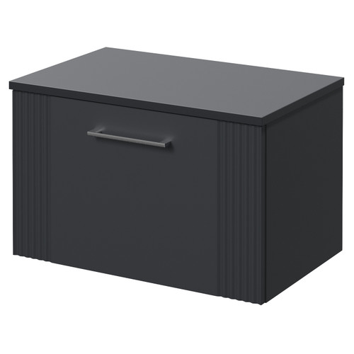 Avant Satin Anthracite 600mm Wall Mounted Single Drawer Vanity Unit for Countertop Basins Right Hand View