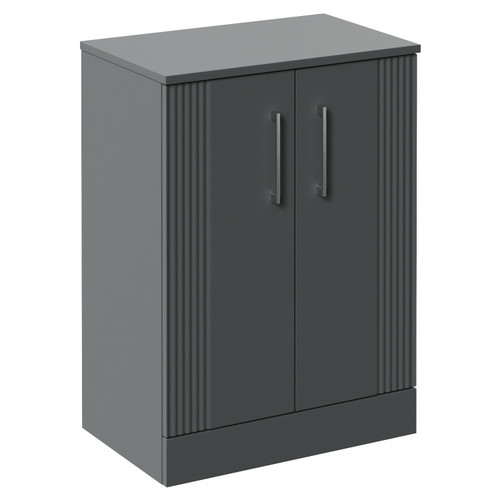Avant Satin Grey 600mm 2 Door Vanity Unit for Countertop Basins Left Hand View