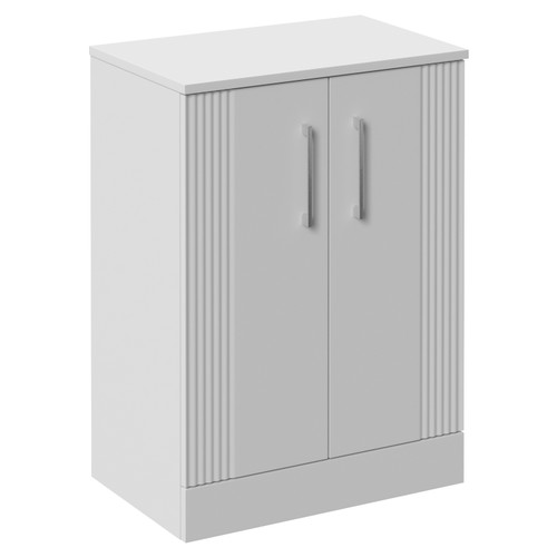Avant Satin White 600mm 2 Door Vanity Unit for Countertop Basins Left Hand View