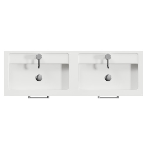 Avant Satin Anthracite 1200mm Wall Mounted 2 Drawer Vanity Unit with Double Lucia Basins Top View