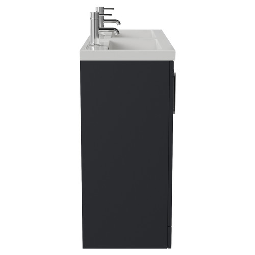 Avant Satin Anthracite 1200mm 2 Door Vanity Unit with Double Lucia Basins Side View