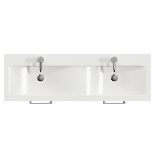 Avant Satin White 1200mm Wall Mounted 2 Drawer Vanity Unit with Double Glide Basins Top View