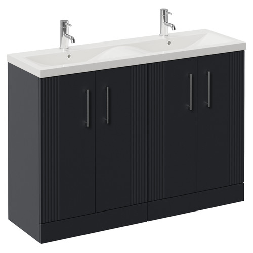 Avant Satin Anthracite 1200mm 4 Door Vanity Unit with Double Glide Basins Left Hand View