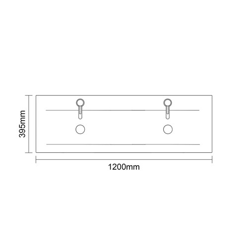 Avant Satin Anthracite 1200mm 4 Door Vanity Unit with Double Glide Basins Top Down Dimensions