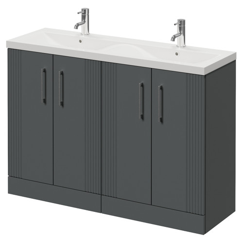 Avant Satin Grey 1200mm 4 Door Vanity Unit with Double Glide Basins Right Hand View