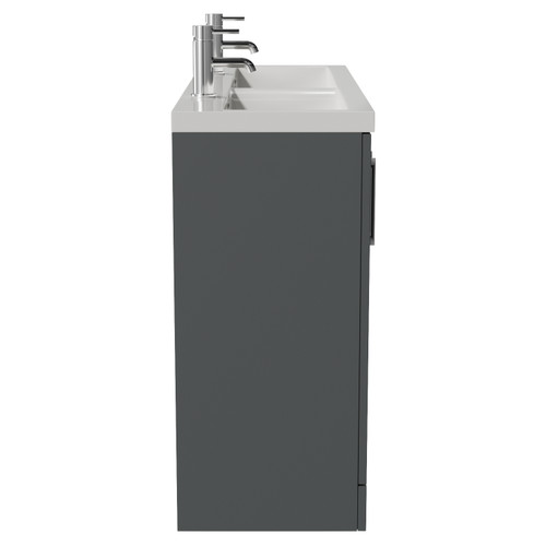Avant Satin Grey 1200mm 4 Door Vanity Unit with Double Glide Basins Side View