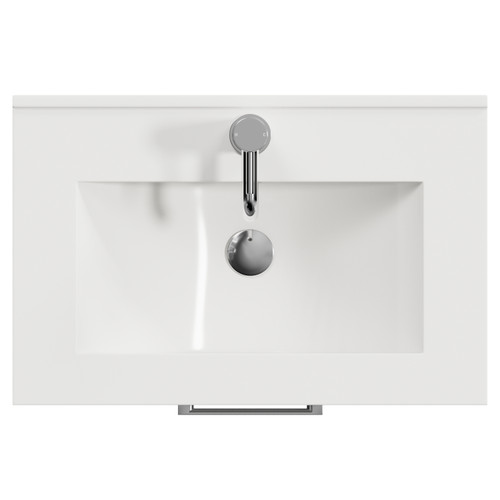 Avant Satin White 600mm Wall Mounted 2 Drawer Vanity Unit with Angel Basin Top View