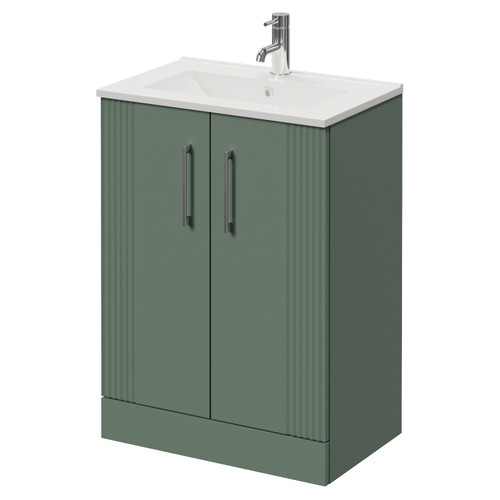 Avant Satin Green 600mm 2 Door Vanity Unit with Angel Basin Right Hand View