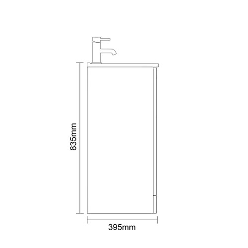 Avant Satin Green 600mm 2 Door Vanity Unit with Angel Basin Side On Dimensions
