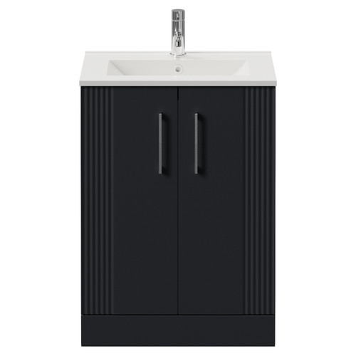 Avant Satin Anthracite 600mm 2 Door Vanity Unit with Angel Basin Front View