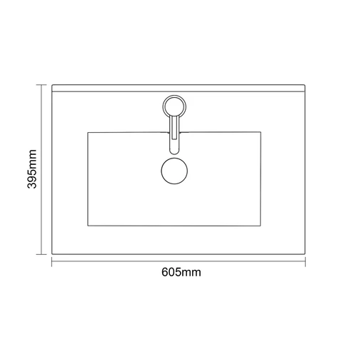 Avant Satin White 600mm 2 Door Vanity Unit with Angel Basin Top Down Dimensions