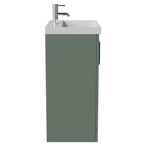 Avant Satin Green 600mm 2 Door Vanity Unit with Rimini Basin Side View
