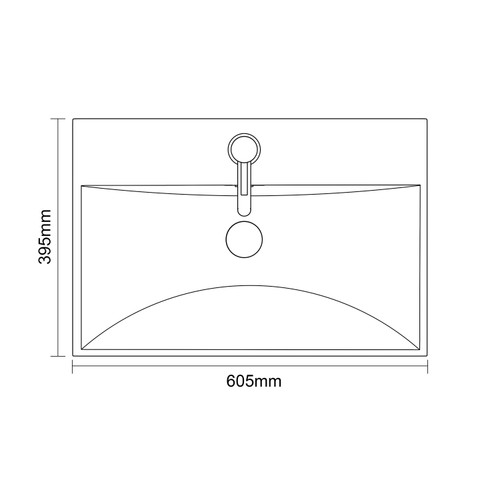 Avant Satin Anthracite 600mm 2 Door Vanity Unit with Rimini Basin Top Down Dimensions