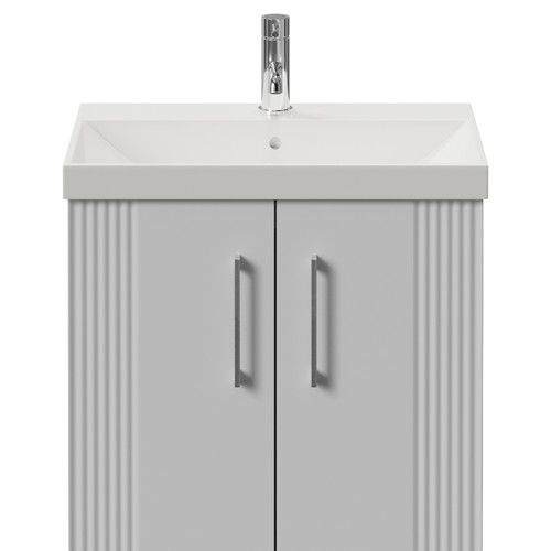 Avant Satin White 600mm 2 Door Vanity Unit with Rimini Basin Front View
