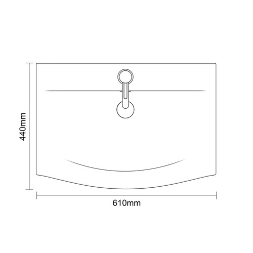 Avant Satin Grey 600mm Wall Mounted 2 Drawer Vanity Unit with Arc Basin Top Down Dimensions