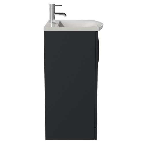 Avant Satin Anthracite 600mm 2 Door Vanity Unit with Arc Basin Side View