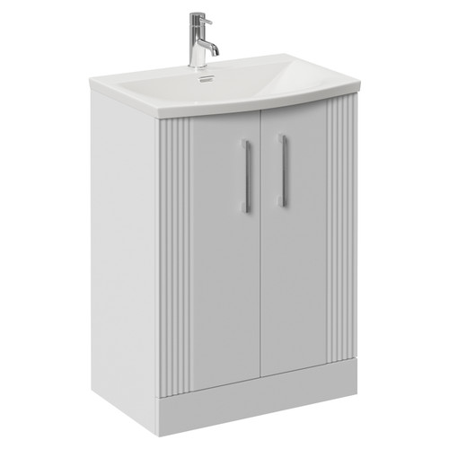 Avant Satin White 600mm 2 Door Vanity Unit with Arc Basin Left Hand View