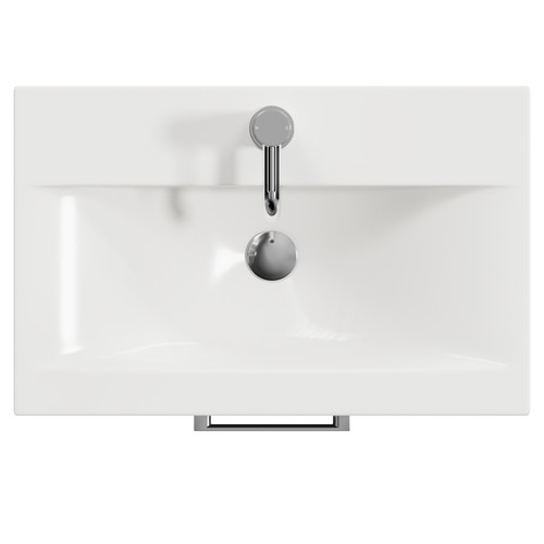 Avant Satin Anthracite 600mm Wall Mounted 2 Drawer Vanity Unit with Glide Basin Top View