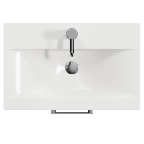 Avant Satin Anthracite 600mm Wall Mounted Single Drawer Vanity Unit with Glide Basin Top View