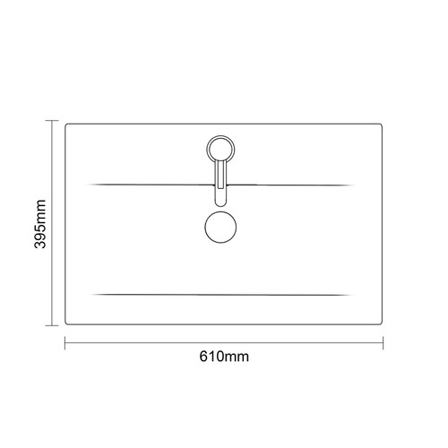 Avant Satin Anthracite 600mm Wall Mounted Single Drawer Vanity Unit with Glide Basin Top Down Dimensions