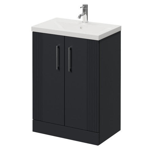 Avant Satin Anthracite 600mm 2 Door Vanity Unit with Glide Basin Right Hand View