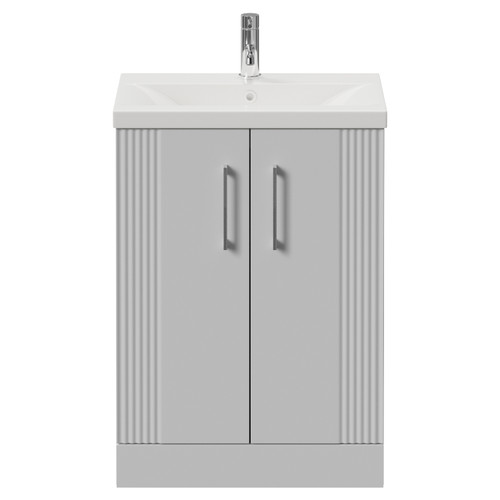 Avant Satin White 600mm 2 Door Vanity Unit with Glide Basin Front View