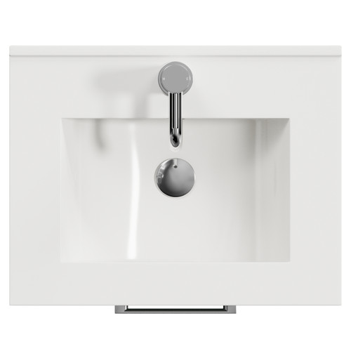 Avant Satin Green 500mm Wall Mounted Single Drawer Vanity Unit with Angel Basin Top View