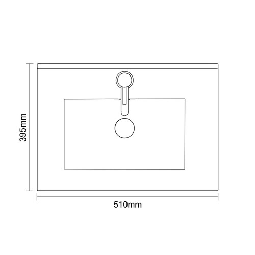 Avant Satin Anthracite 500mm Wall Mounted Single Drawer Vanity Unit with Angel Basin Top Down Dimensions