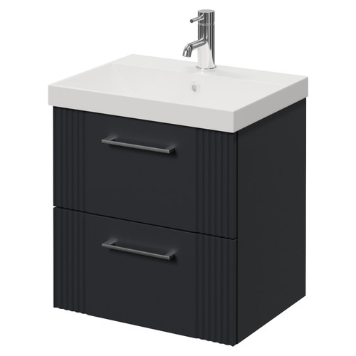 Avant Satin Anthracite 500mm Wall Mounted 2 Drawer Vanity Unit with Rimini Basin Right Hand View