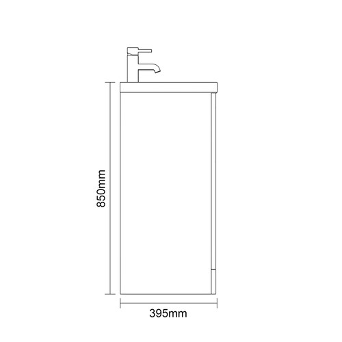 Avant Satin Grey 500mm 2 Door Vanity Unit with Rimini Basin Side On Dimensions