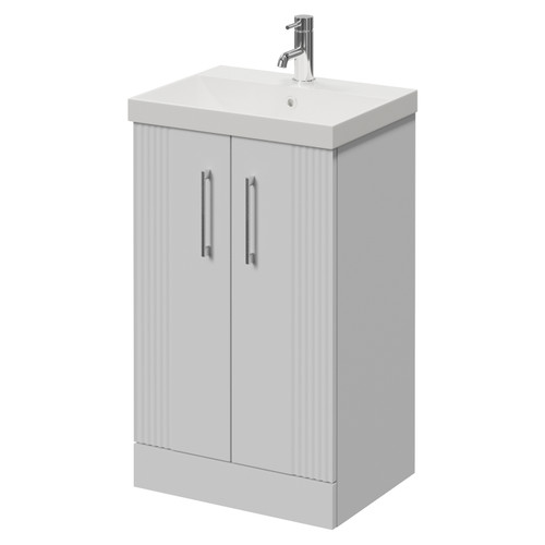 Avant Satin White 500mm 2 Door Vanity Unit with Rimini Basin Right Hand View