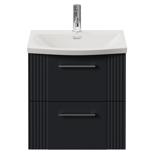 Avant Satin Anthracite 500mm Wall Mounted 2 Drawer Vanity Unit with Arc Basin Front View