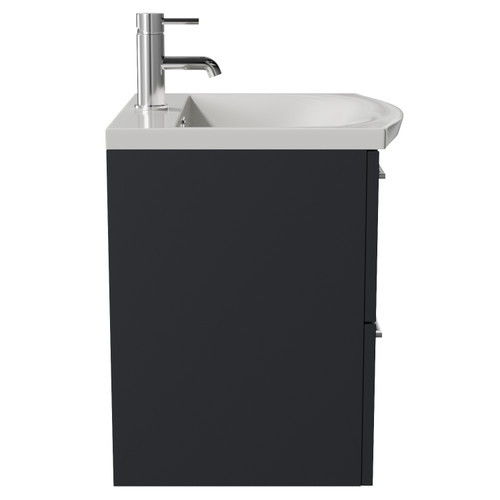 Avant Satin Anthracite 500mm Wall Mounted 2 Drawer Vanity Unit with Arc Basin Side View
