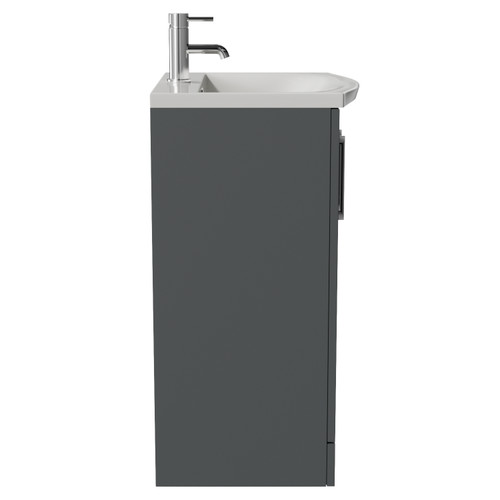 Avant Satin Grey 500mm 2 Door Vanity Unit with Arc Basin Side View