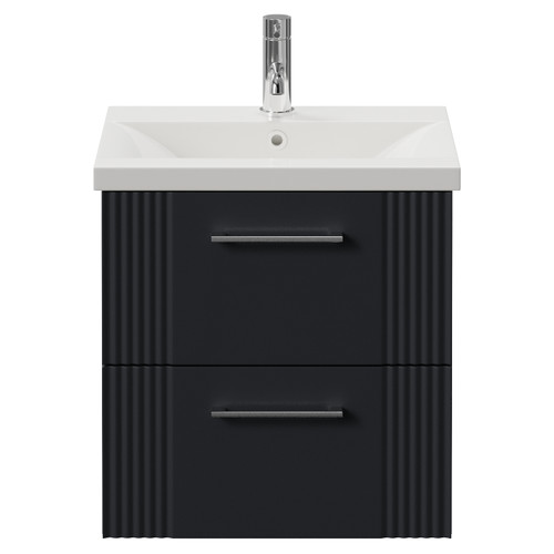 Avant Satin Anthracite 500mm Wall Mounted 2 Drawer Vanity Unit with Glide Basin Front View