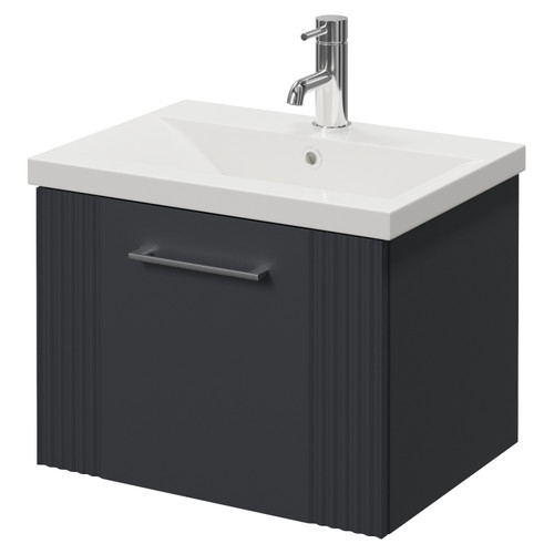 Avant Satin Anthracite 500mm Wall Mounted Single Drawer Vanity Unit with Glide Basin Right Hand View