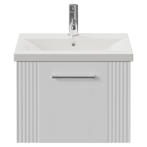 Avant Satin White 500mm Wall Mounted Single Drawer Vanity Unit with Glide Basin Front View