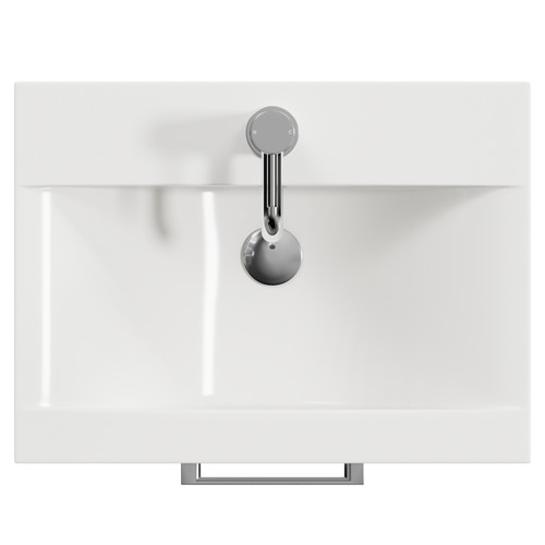 Avant Satin White 500mm Wall Mounted Single Drawer Vanity Unit with Glide Basin Top View