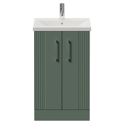 Avant Satin Green 500mm 2 Door Vanity Unit with Glide Basin Front View