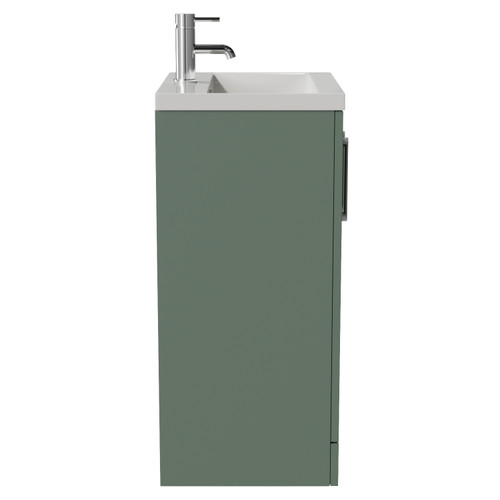 Avant Satin Green 500mm 2 Door Vanity Unit with Glide Basin Side View