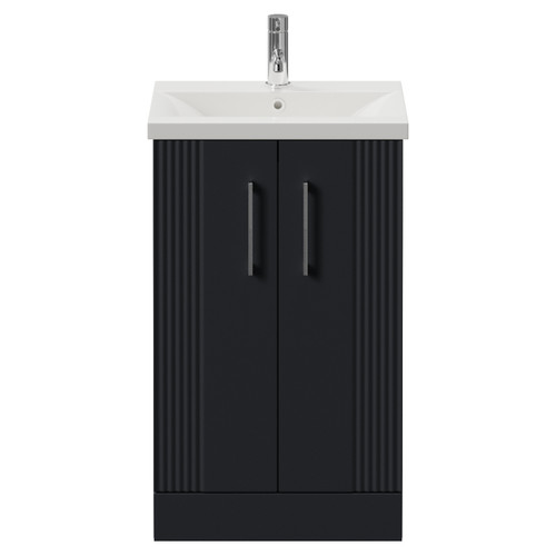 Avant Satin Anthracite 500mm 2 Door Vanity Unit with Glide Basin Front View