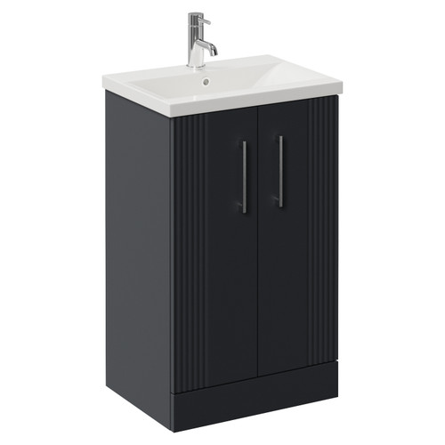 Avant Satin Anthracite 500mm 2 Door Vanity Unit with Glide Basin Left Hand View