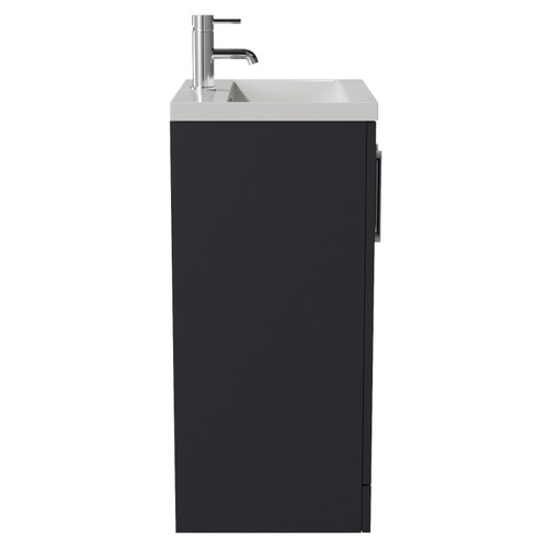 Avant Satin Anthracite 500mm 2 Door Vanity Unit with Glide Basin Side View