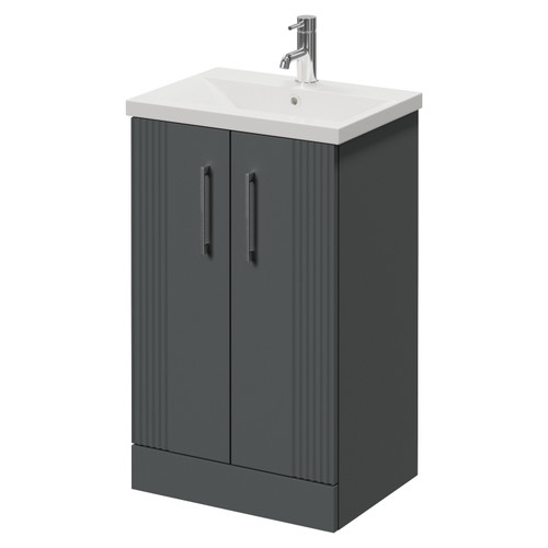 Avant Satin Grey 500mm 2 Door Vanity Unit with Glide Basin Right Hand View